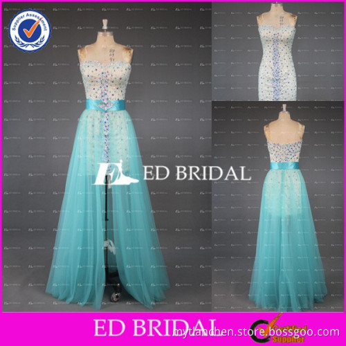 CE804 2015 New Real Sample China Strapless Beaded Detachable Skirt Couture Evening Gowns